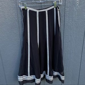 Catherine Malandrino Silk Skirt A-line Applique Design 4